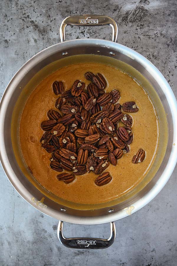 Step five is adding in the pecans.