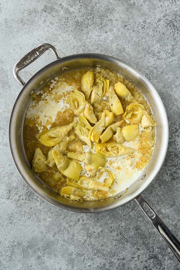 Step six is adding in the half and half.