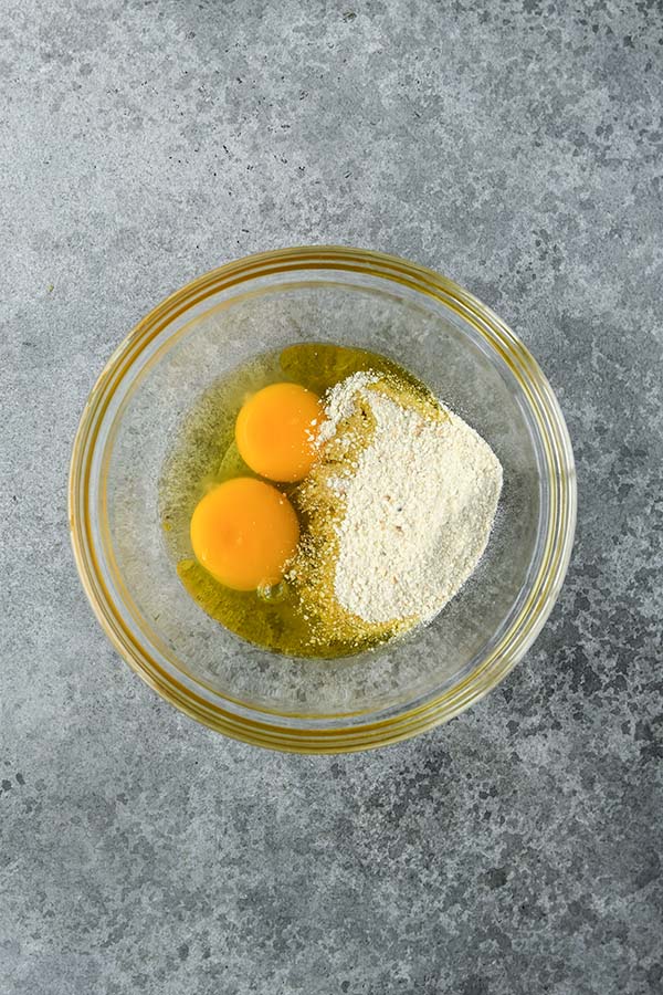 Step one is mixing together the ingredients to make the matzo balls.