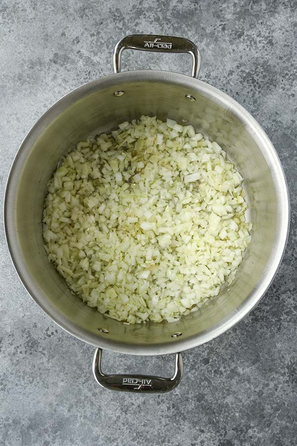 Step two is sauteing the onions.