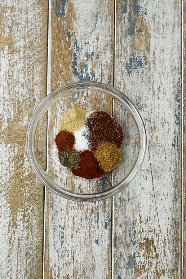 Step one is to combine all of the seasonings together in a small bowl.