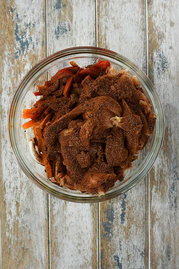 Step four is sprinkling on the seasoning.