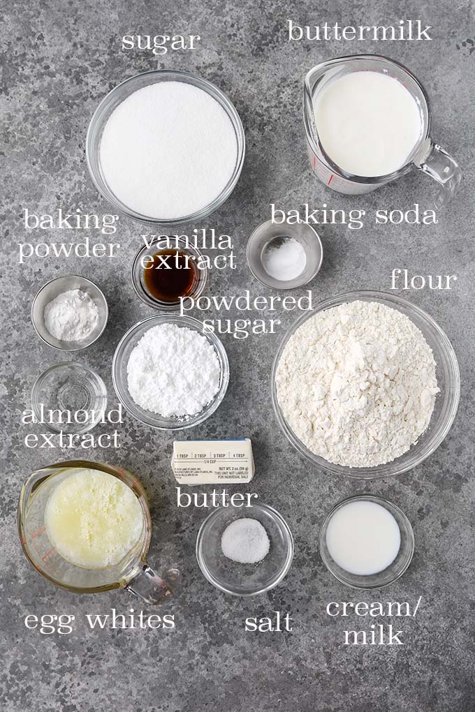 All of the ingredients to make flag cake.
