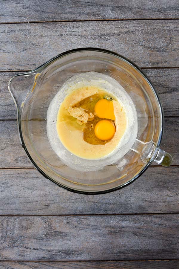 Step three add in the eggs to the to the butter mixture.