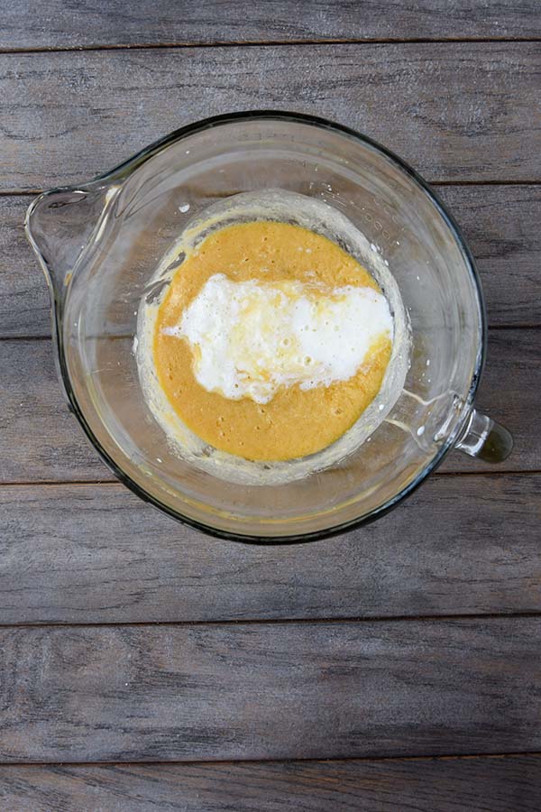 Step four is to add the buttermilk in.