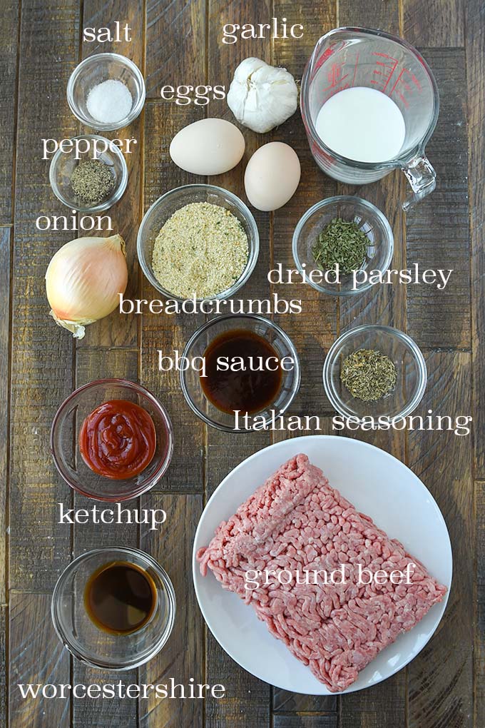 All of the ingredients needed to make feetloaf.
