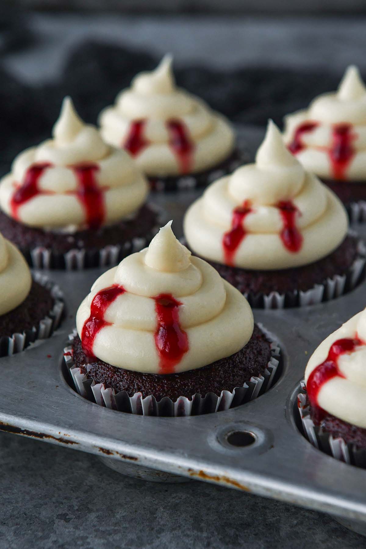 Halloween Vampire Bite Cupcakes