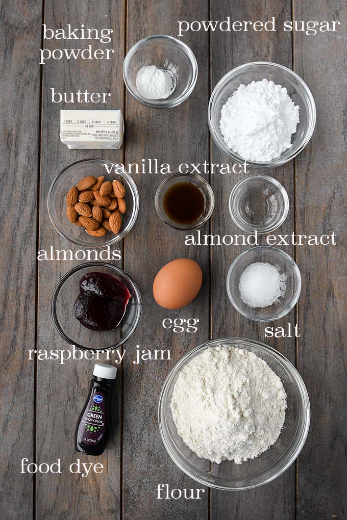 All of the ingredients needed to make witch cookies.