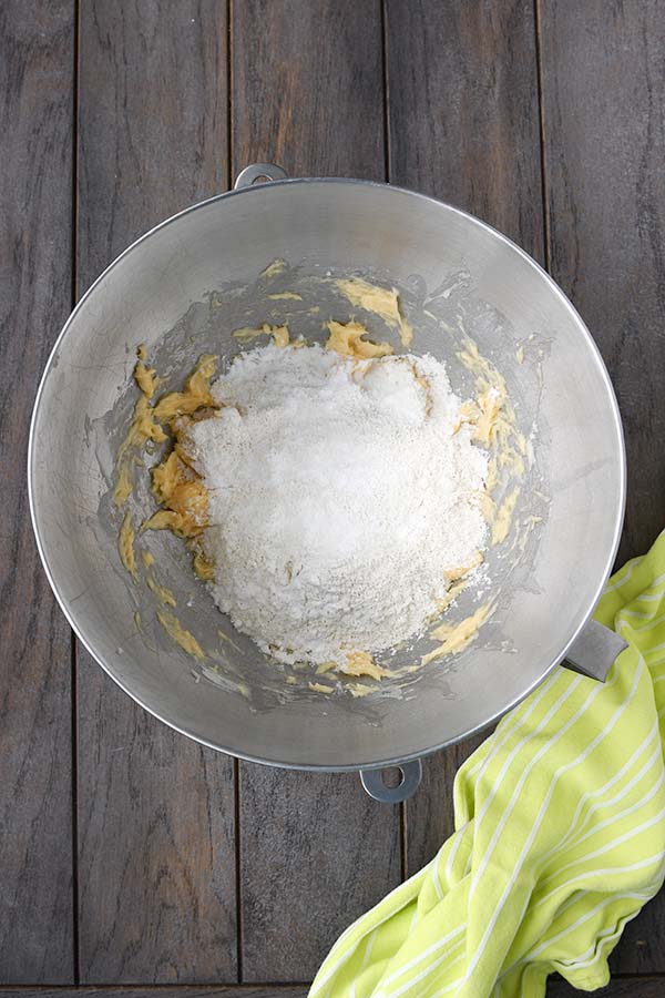 Step four is adding the dry ingredients to the wet ingredients.